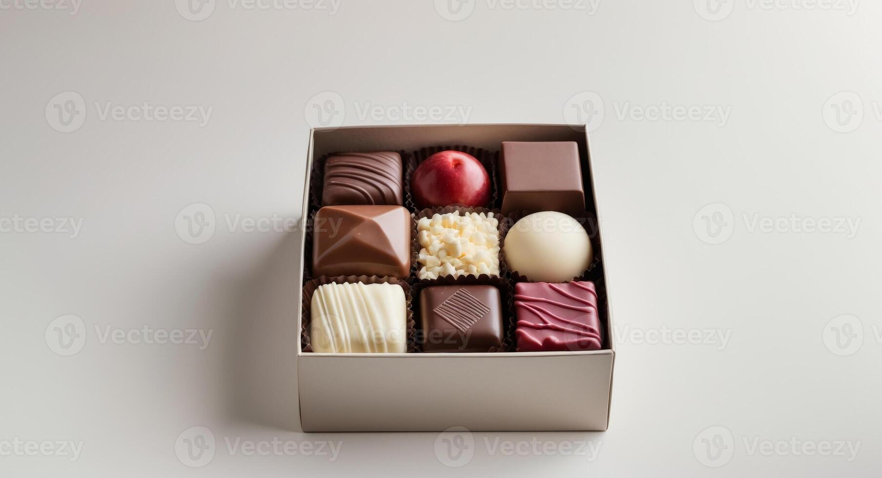 Assorted Chocolate Box with Various Shapes and Textures of Treats photo