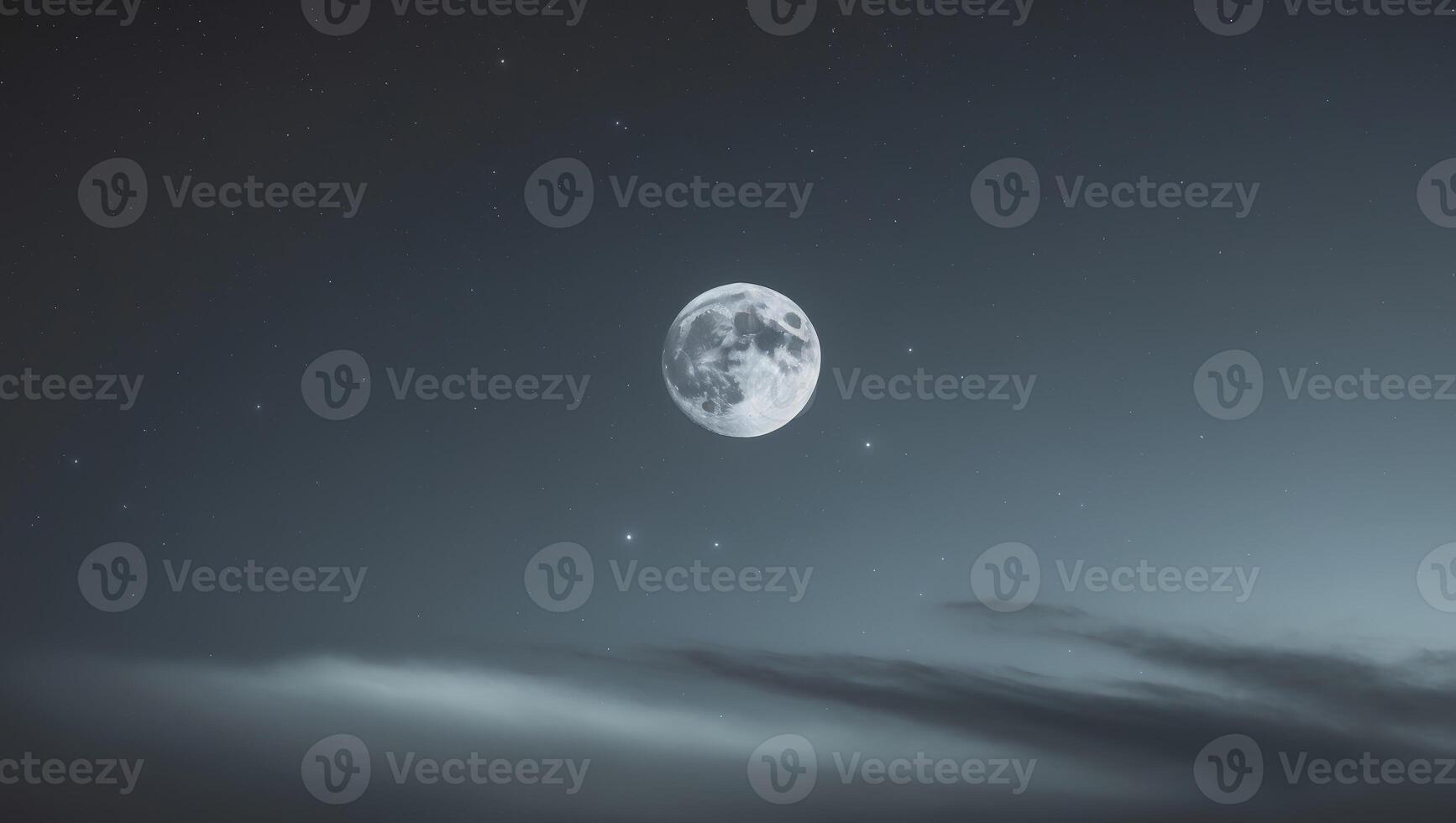 A full moon is seen in the sky with clouds photo