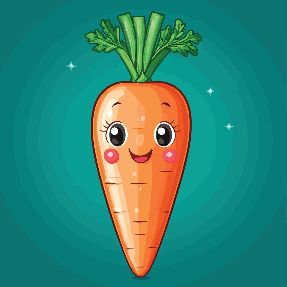 A Cute of Carrot Vegetable Cartoon Illustration vector