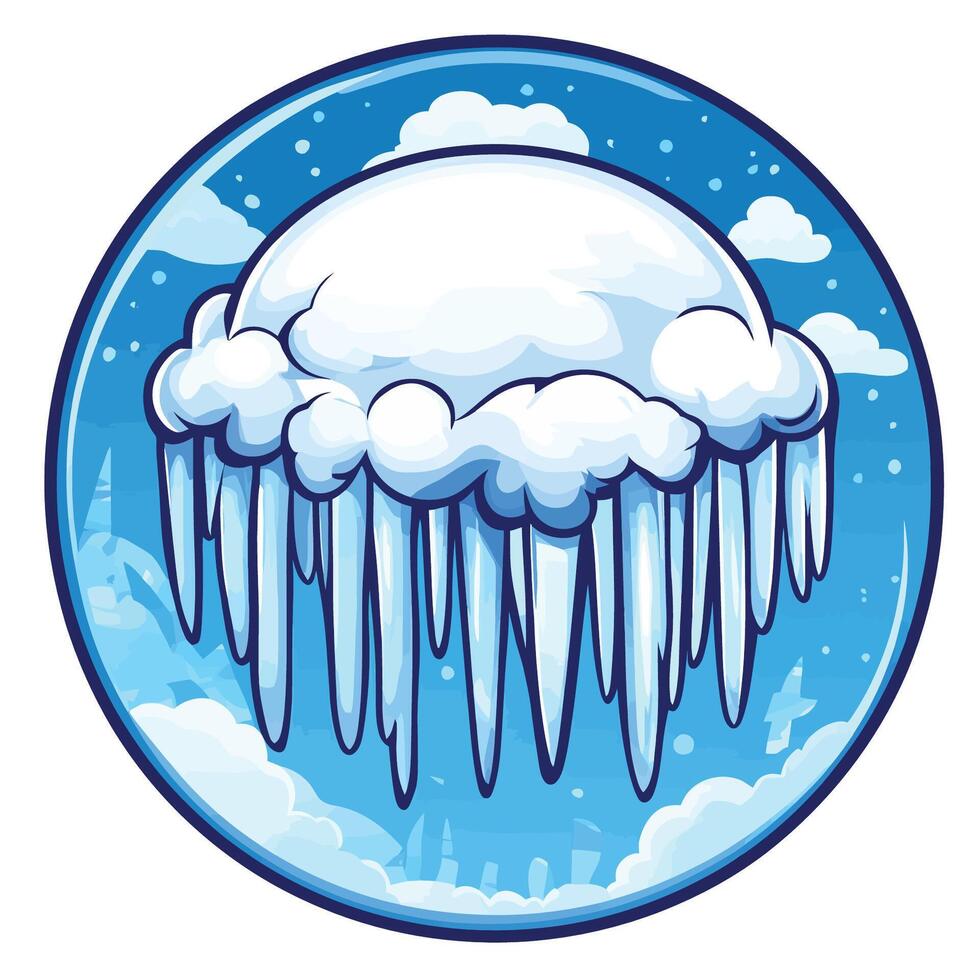 Ice Storm Icon with Cartoon Character vector