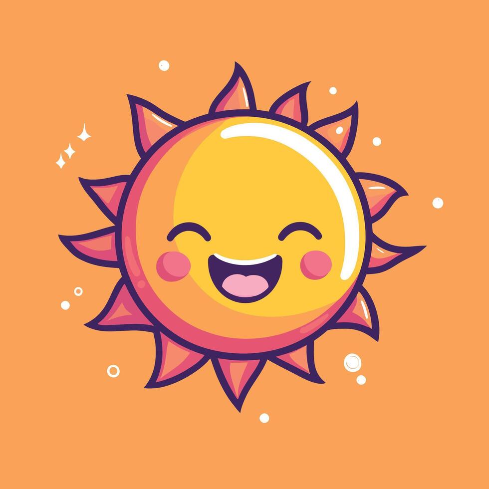 Cartoon Sun Icon Without Shadow on White Background vector
