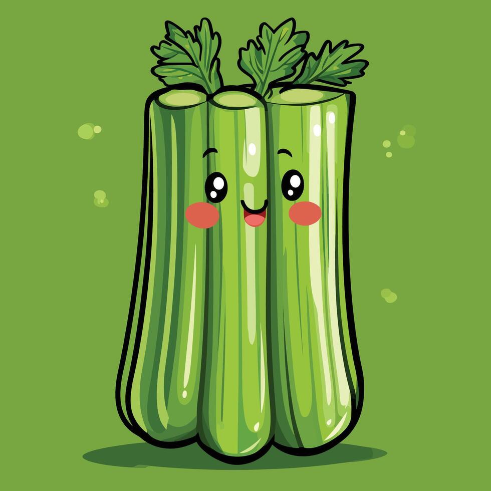 A Cute of Celery Vegetable Cartoon Illustration vector