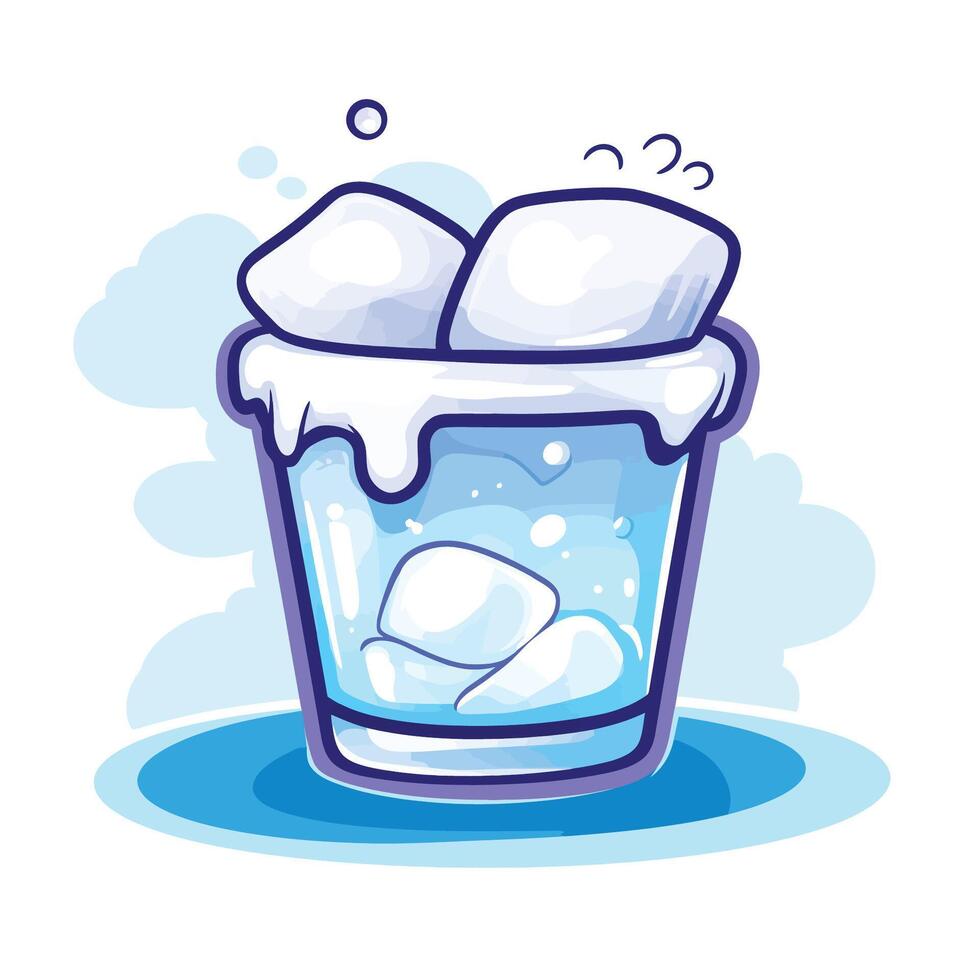 Cartoon Ice Icon Without Shadow on Water vector