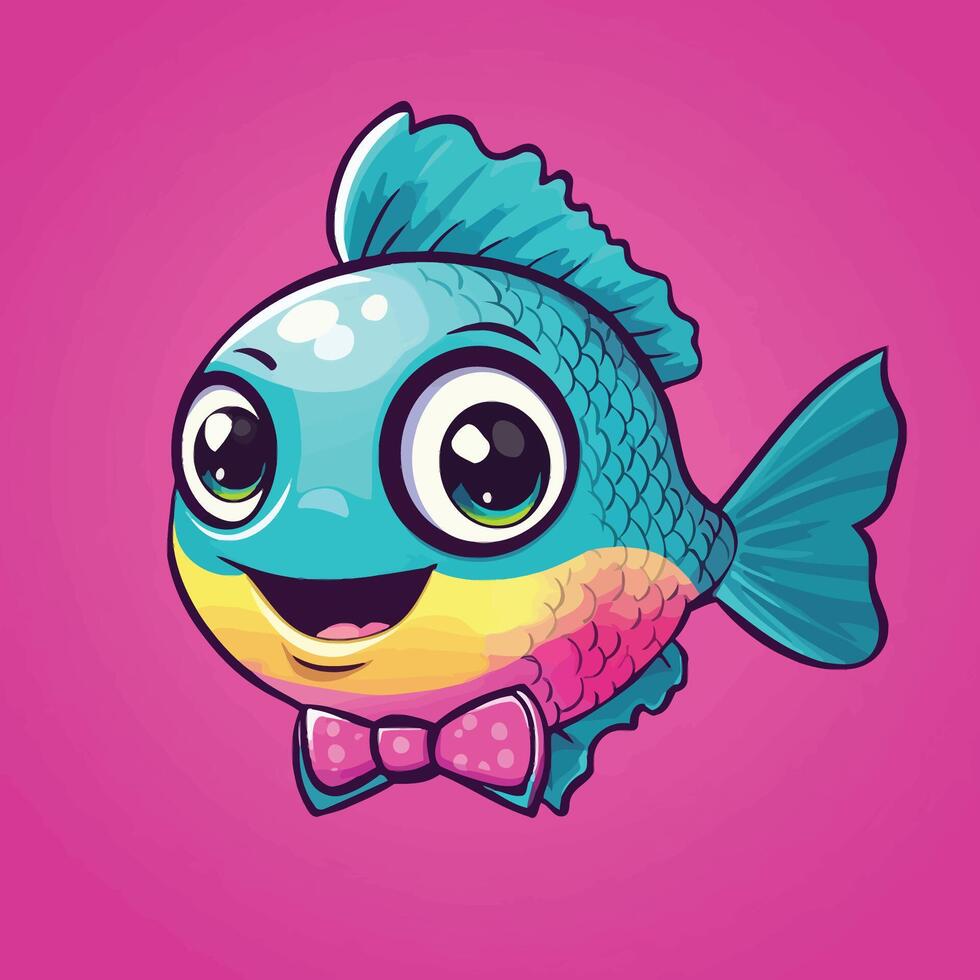 Adorable Fish Cartoon Character vector