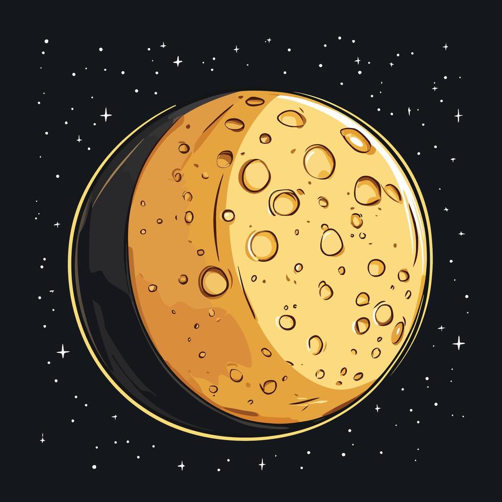 Moon Icon and Cartoon Character Illustration vector