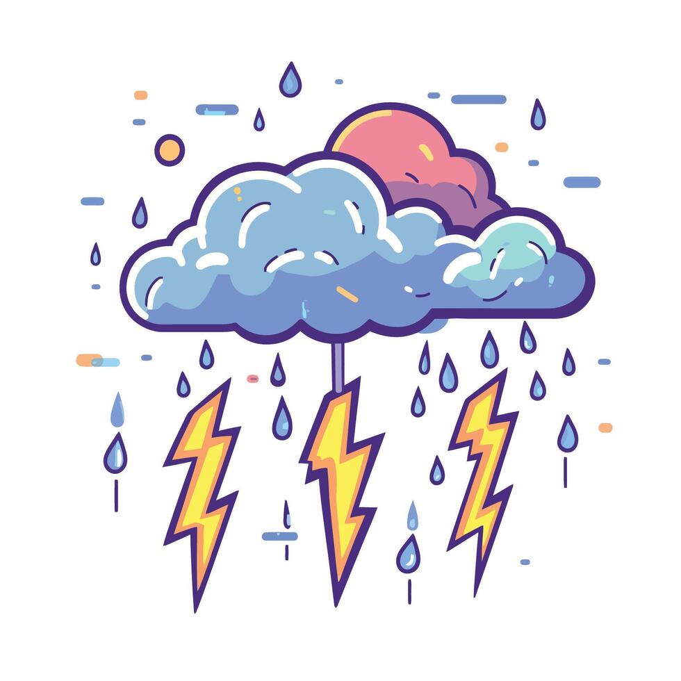 Cartoon Lightning Rain Icon vector