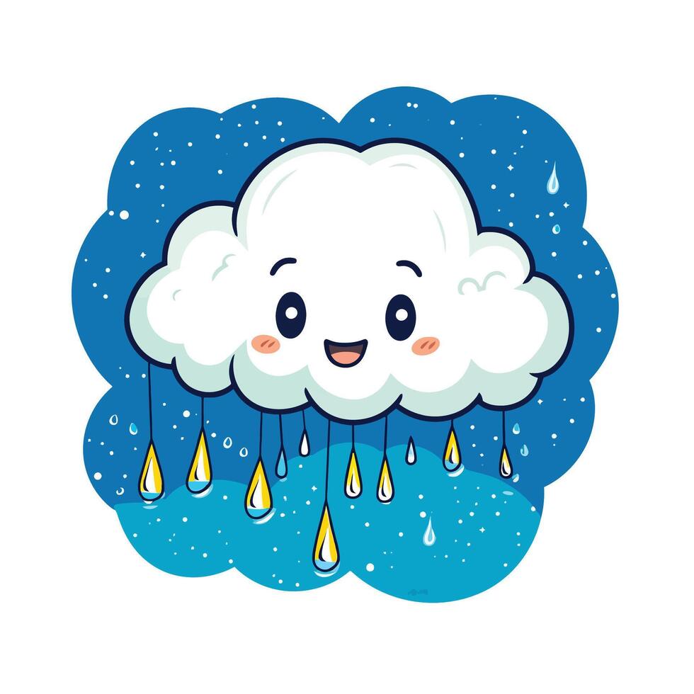 Cartoon Rain Cloud Icon without Shadow vector