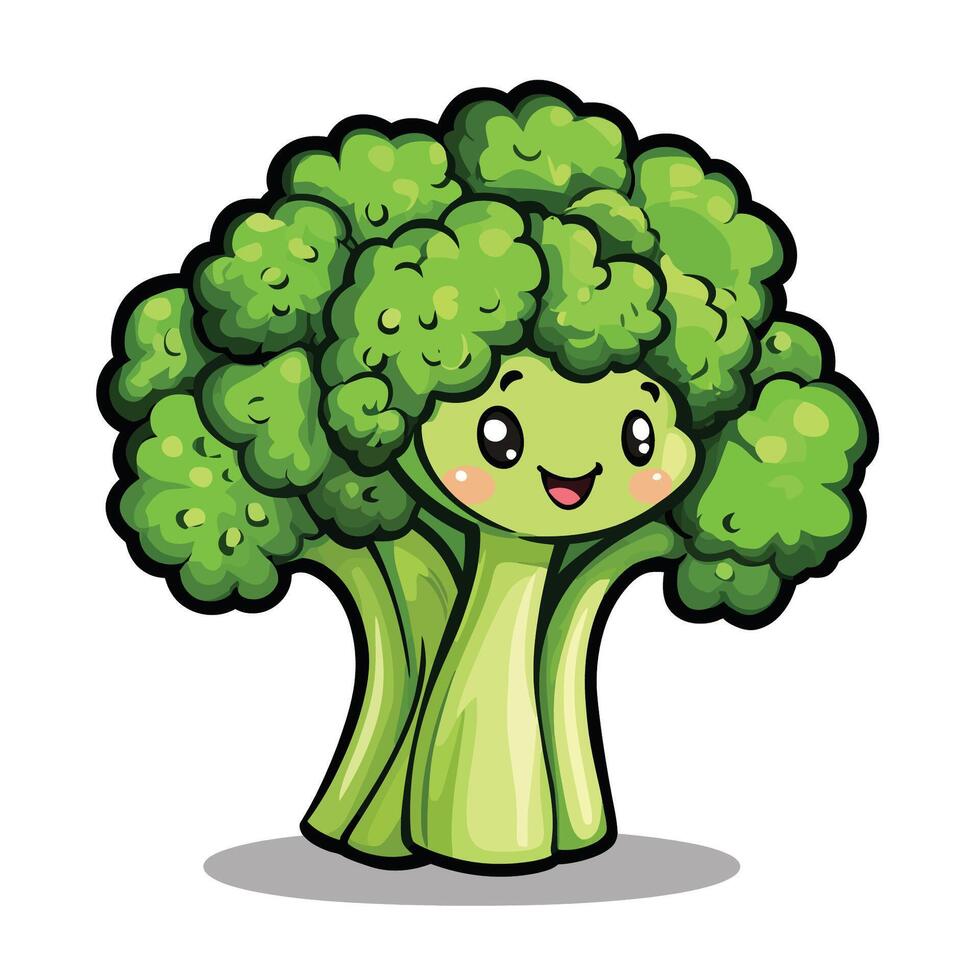 A Cute Broccoli Vegetable Cartoon Illustration vector