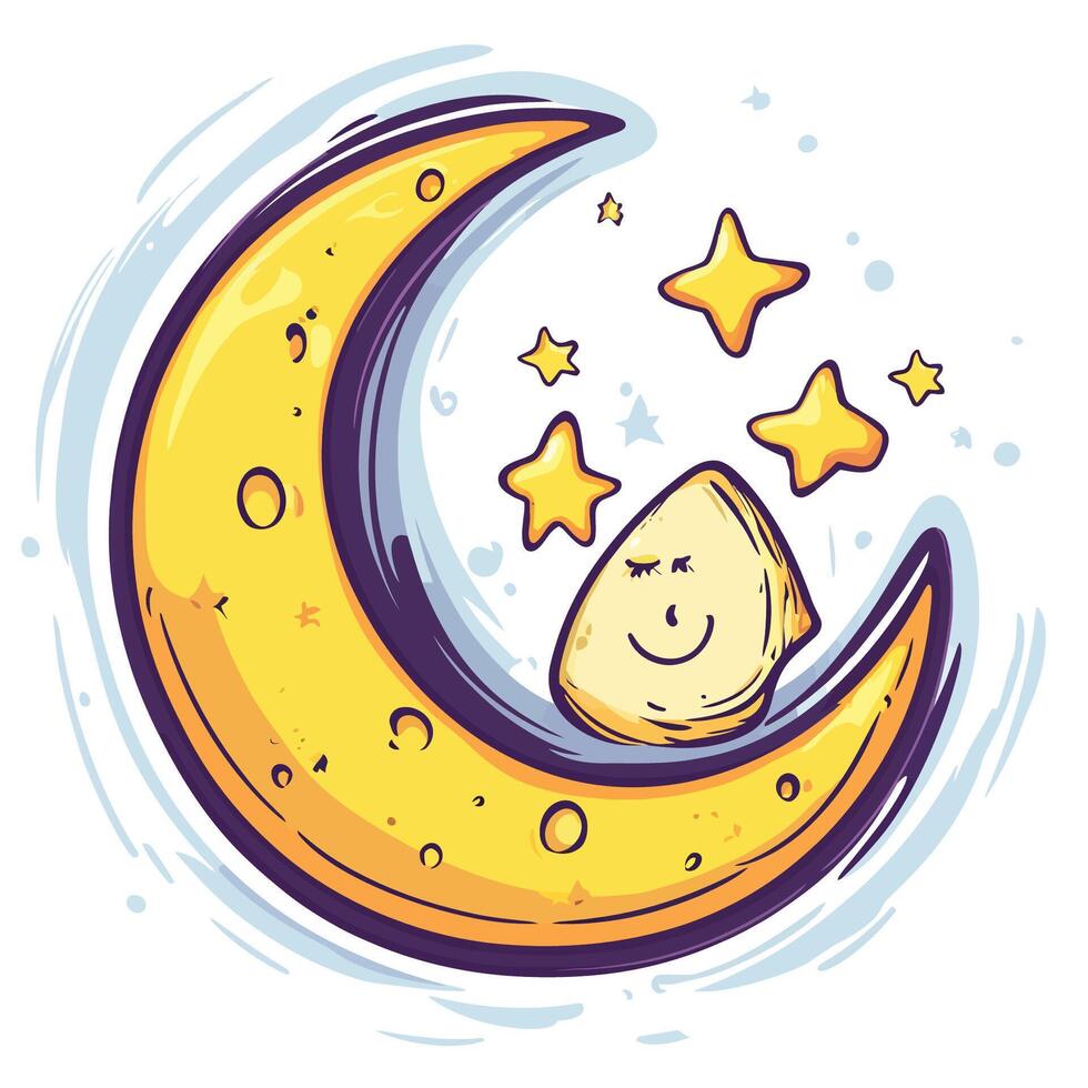 Cartoon Moon and Stars Icon vector