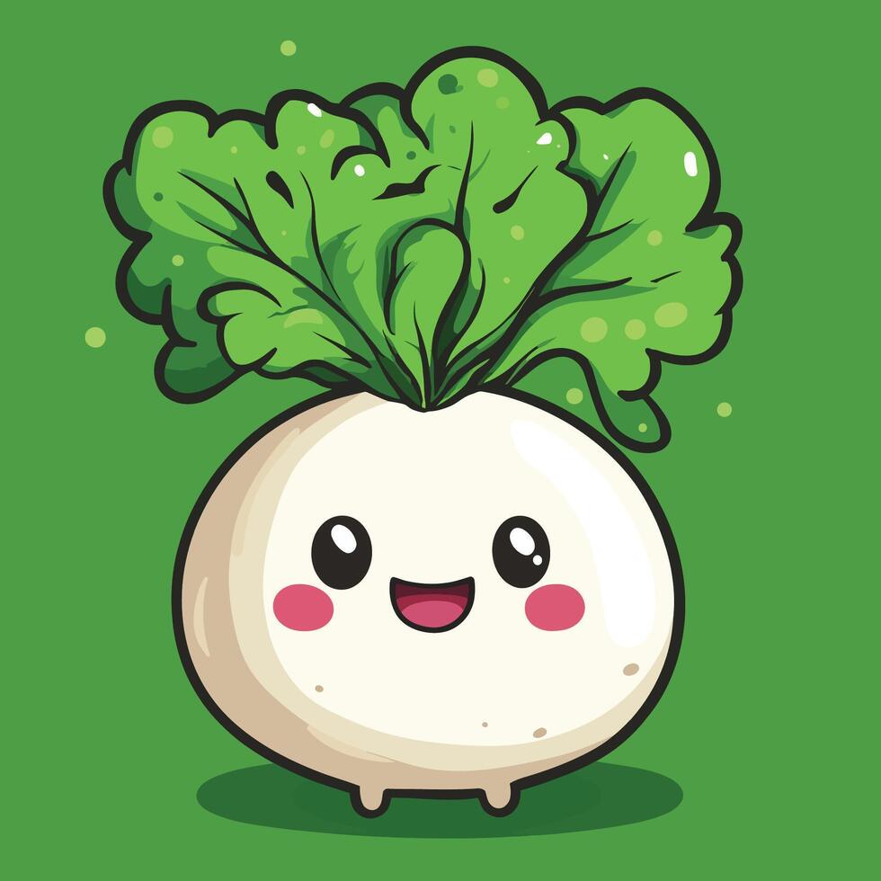 A Cute of Daikon Radish Vegetable Cartoon vector