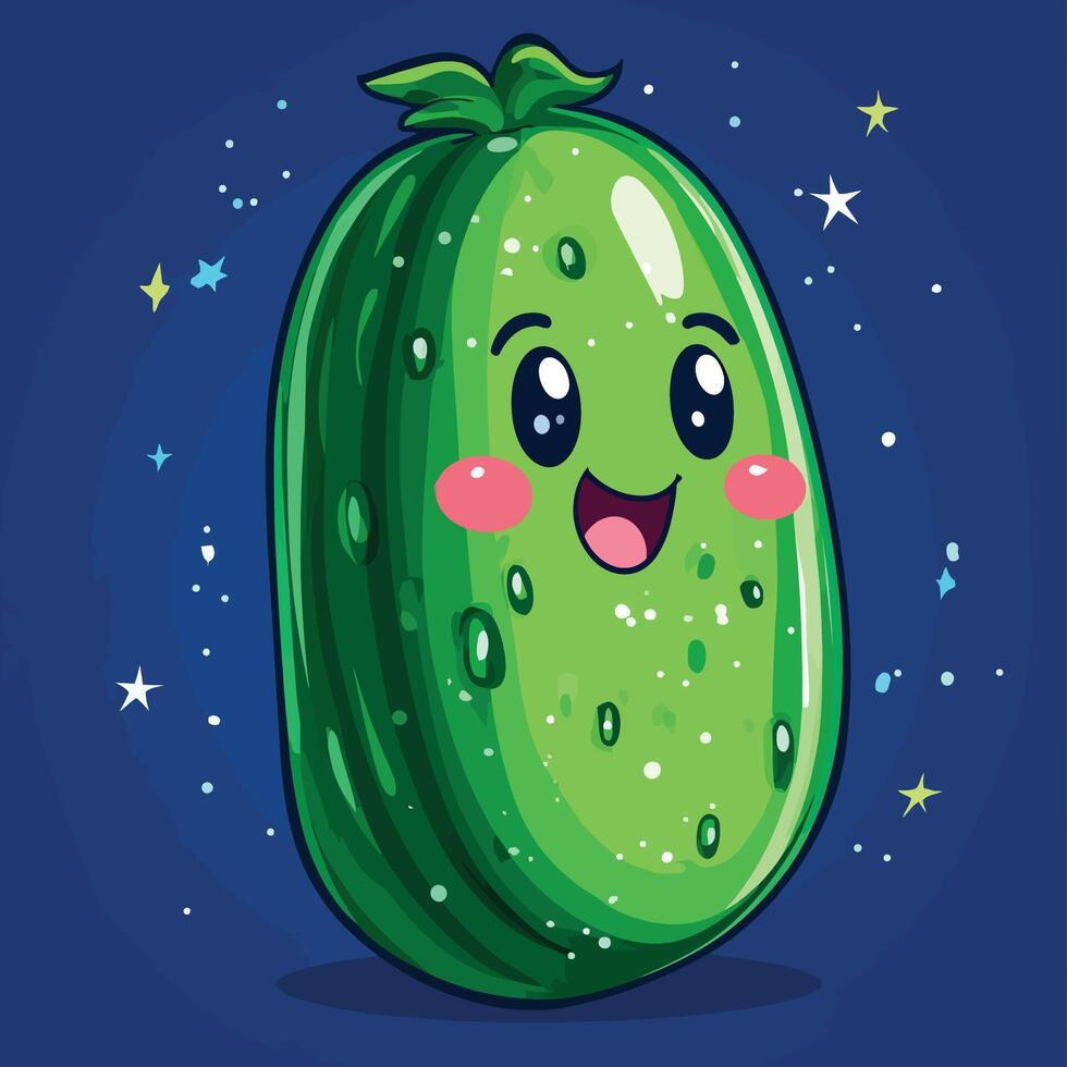 A Cute of Cucumber Vegetable Cartoon Illustration vector