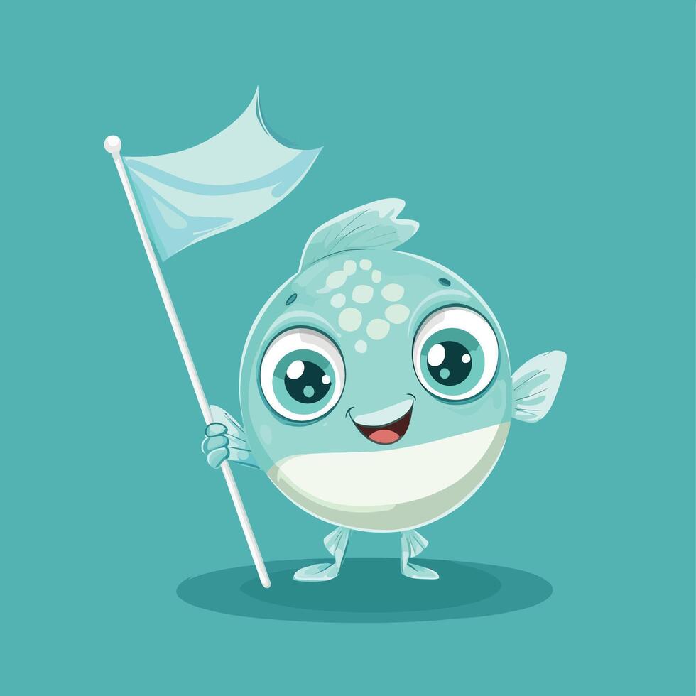 Adorable Fish Cartoon Holding a Fork vector