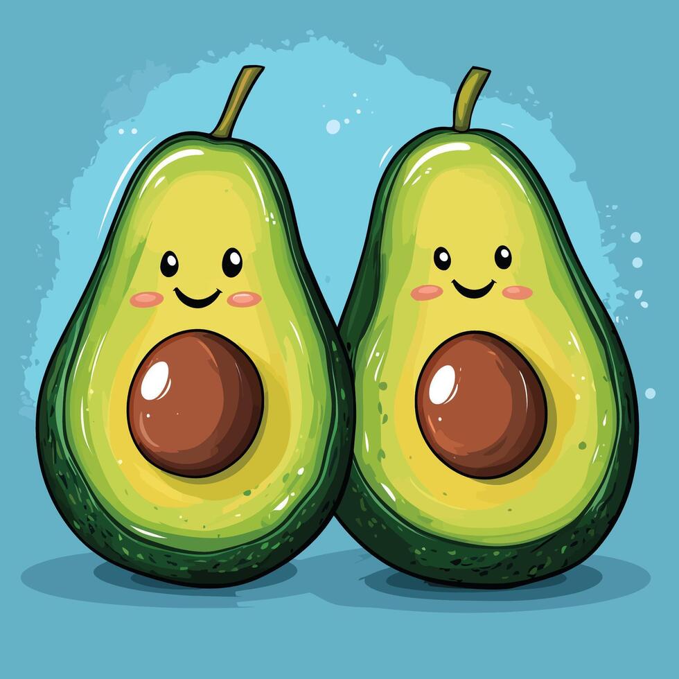 A Cute of Avocado Fruit Cartoon Illustration vector