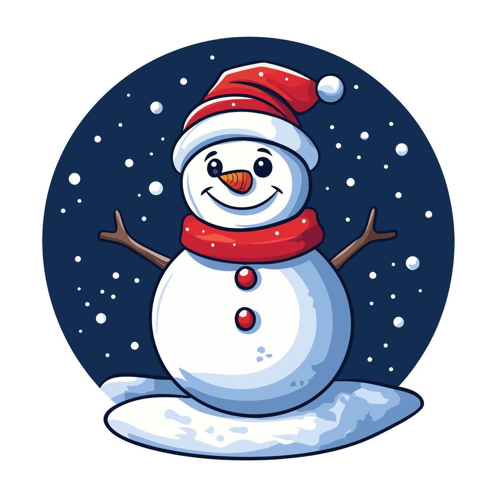 Cartoon Snowman Icon Illustration vector