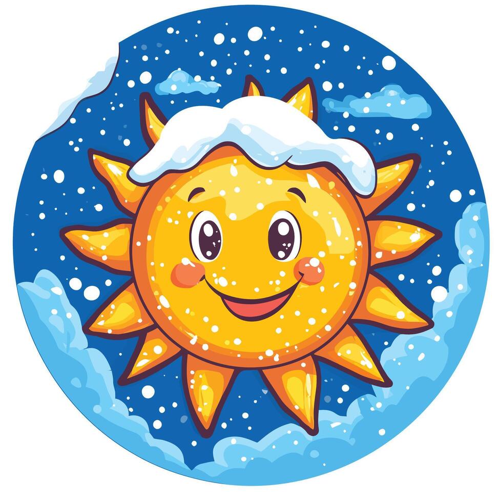 Cartoon Sun and Snow Icon vector