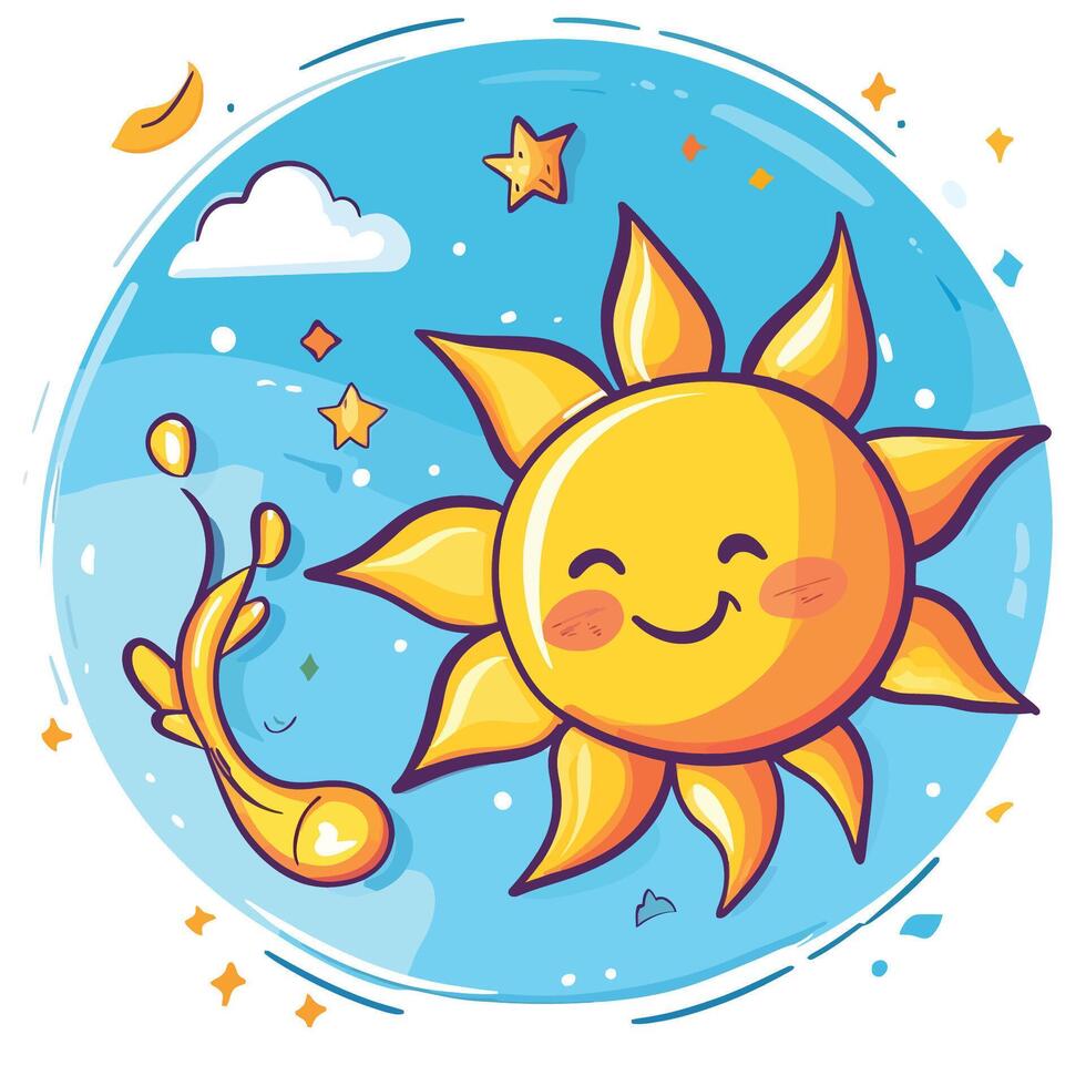 Cartoon Sun and Wind Icon vector