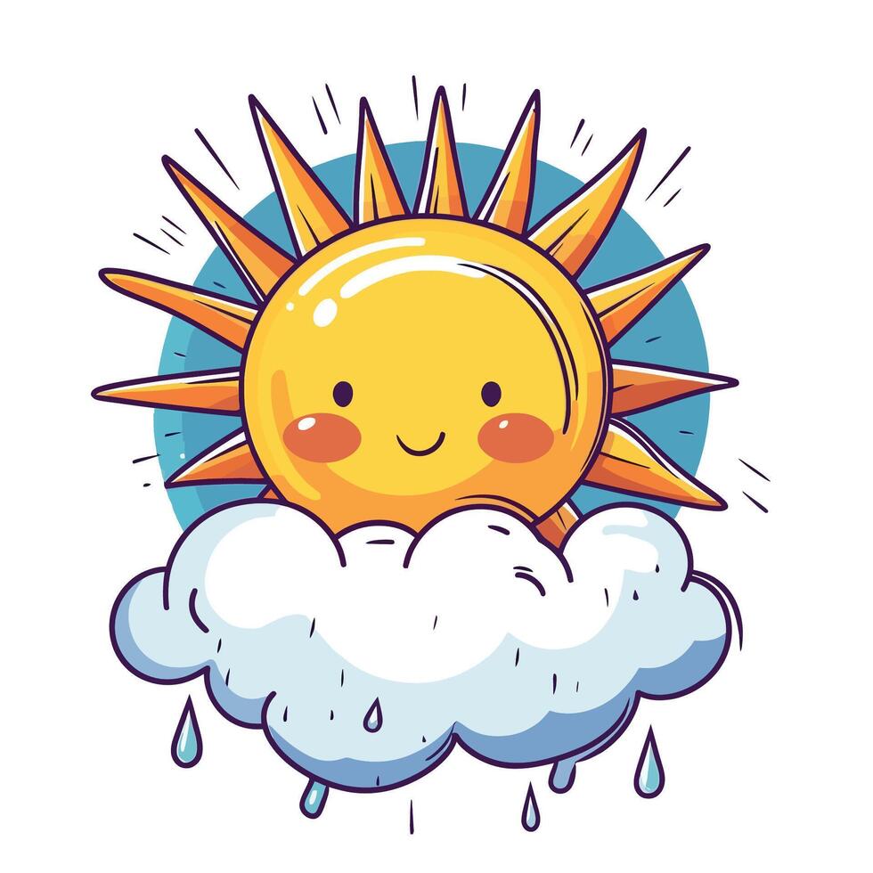 Sunny Rain Cloudscape Illustration vector