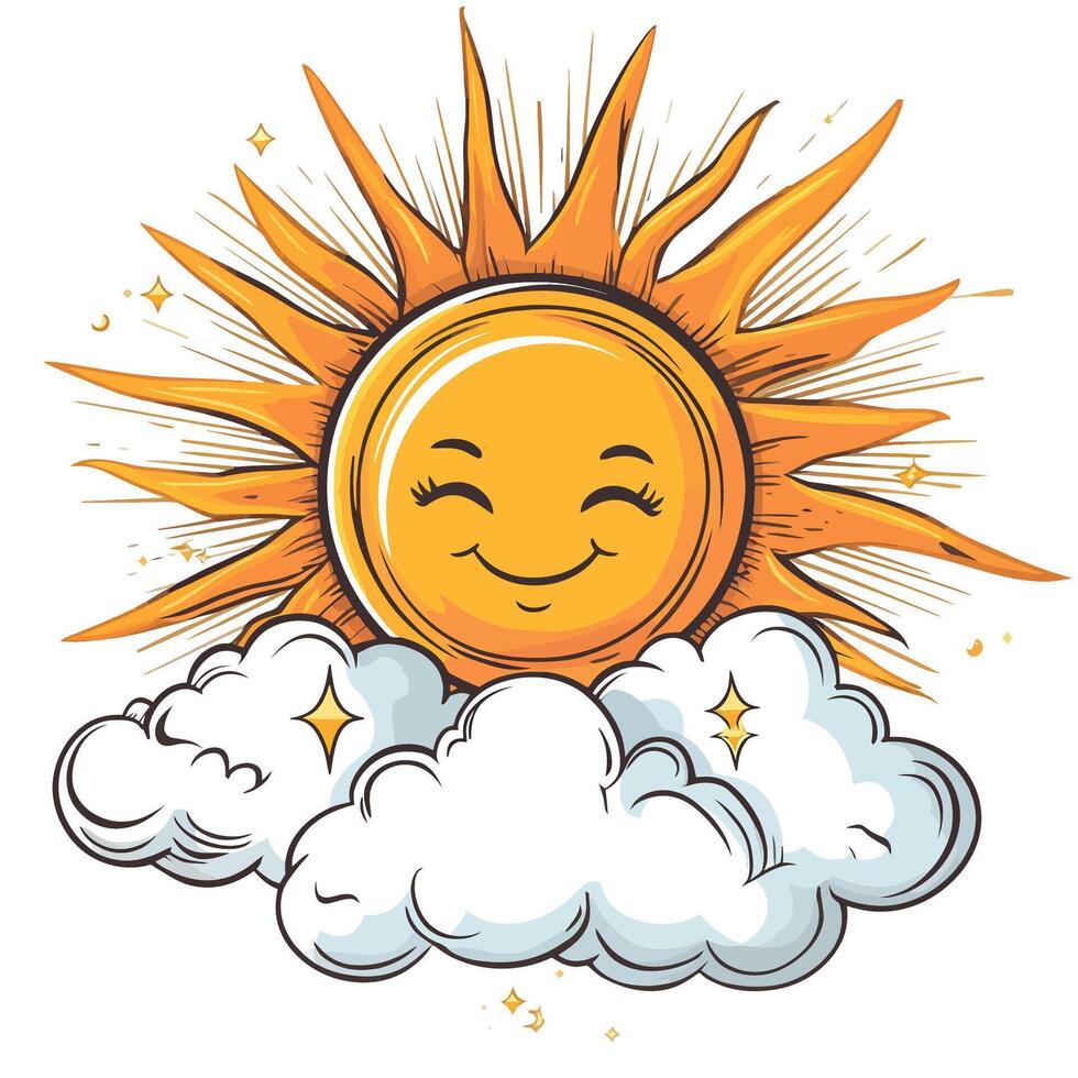 Cartoon Sun Cloud Icon vector