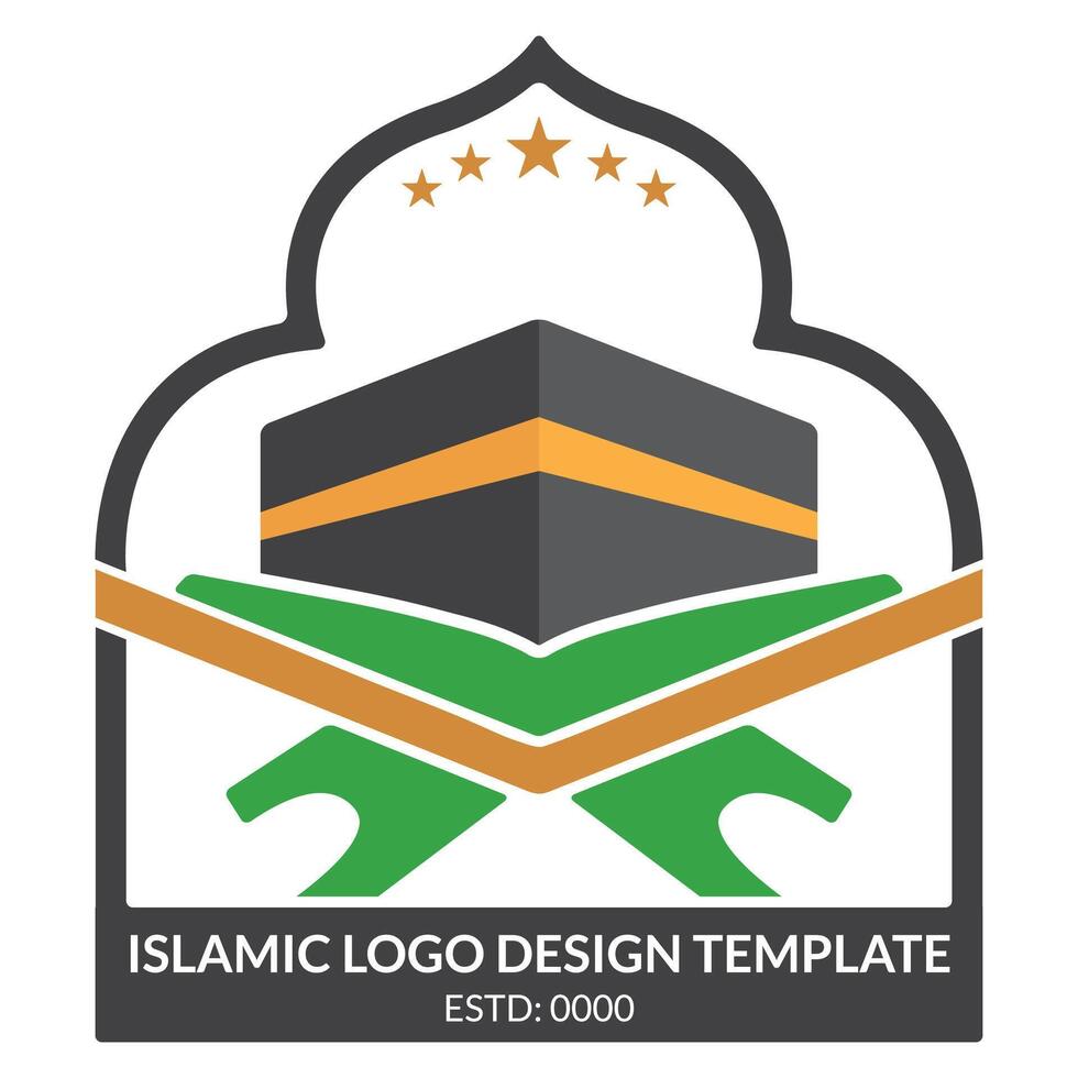 Islamic logo design template with Kaaba image vector