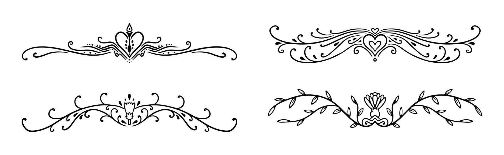 Calligraphic wedding ornament collection vector