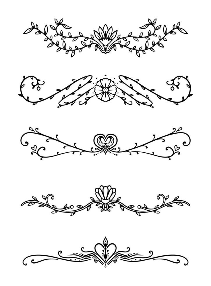 Set of classic lines and borders divider vector