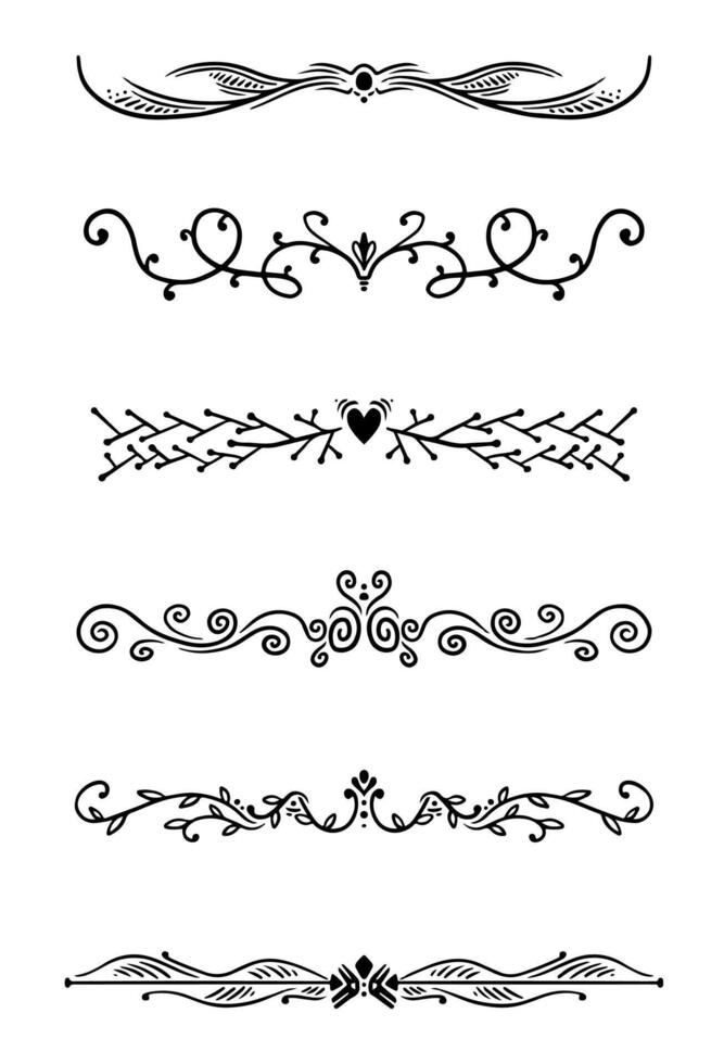flower ornament text dividers, flourishes and laurel design. vector