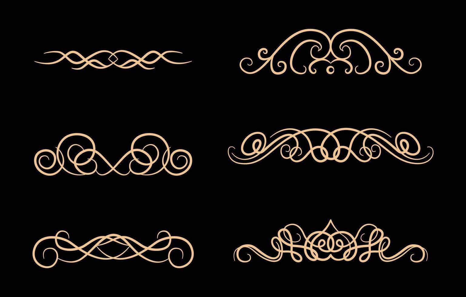 Collection of floral dividers elements mega decoration on gold colour vector