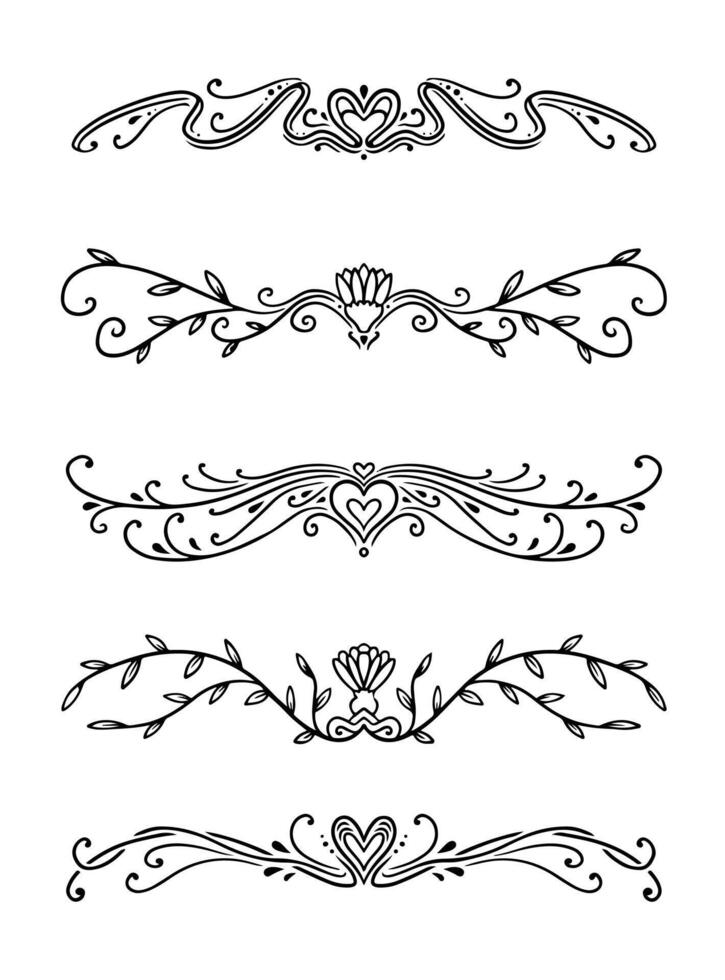 Collection decorative swirls nature art vector