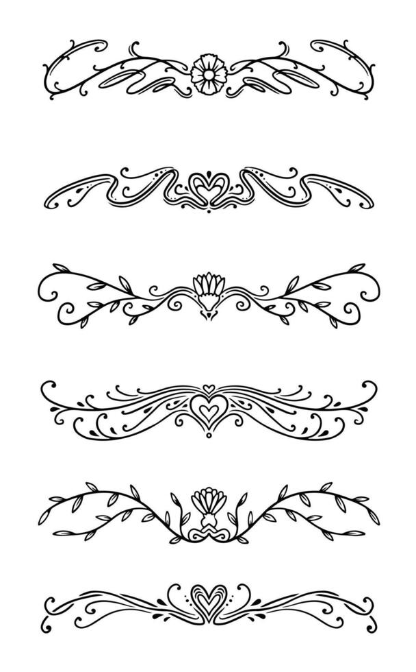 Set of classic lines and borders, divider art on black colour vector