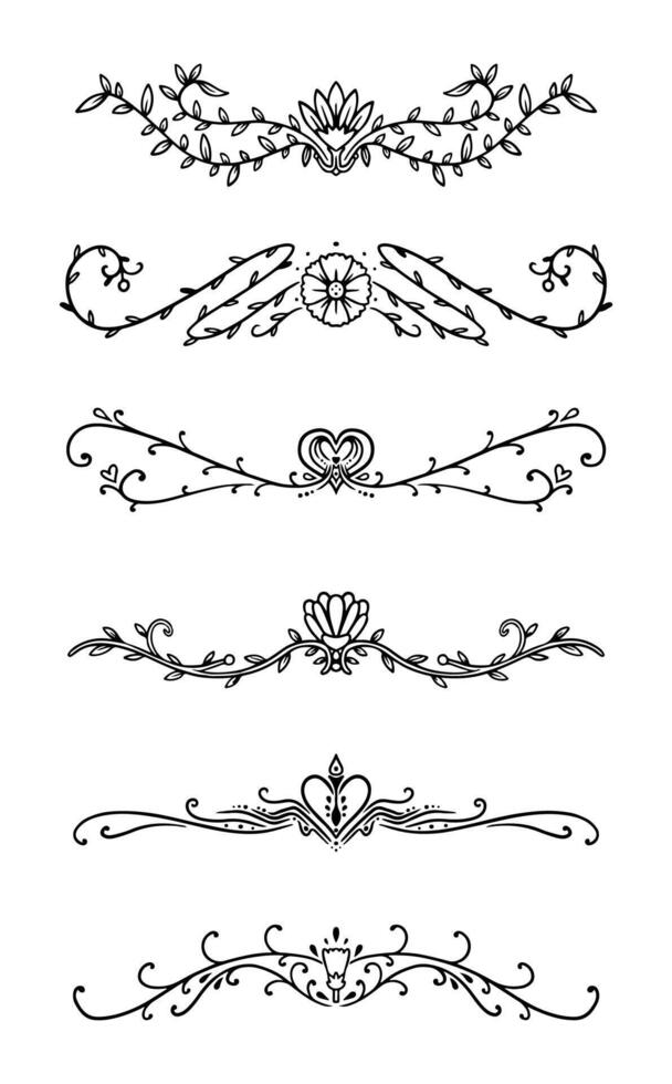 Elegant borders collection isolated on white background vector