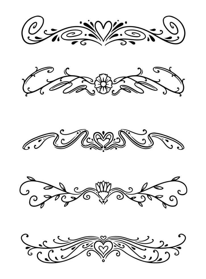Set of classic lines and borders divider art vector