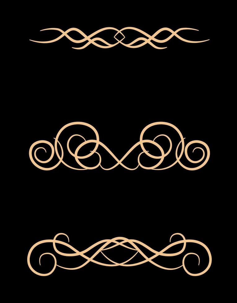 Gold Ornate vintage frames, divider and scroll elements. Classic calligraphy swirls. vector