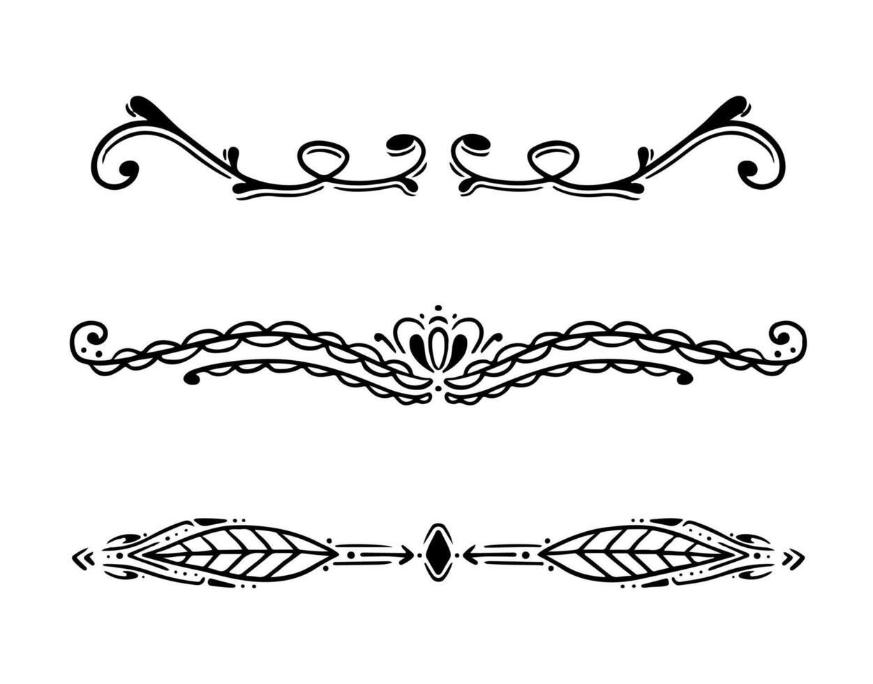 Calligraphic design elements . Decorative swirls or scrolls, vintage frames , flourishes and dividers art. vector