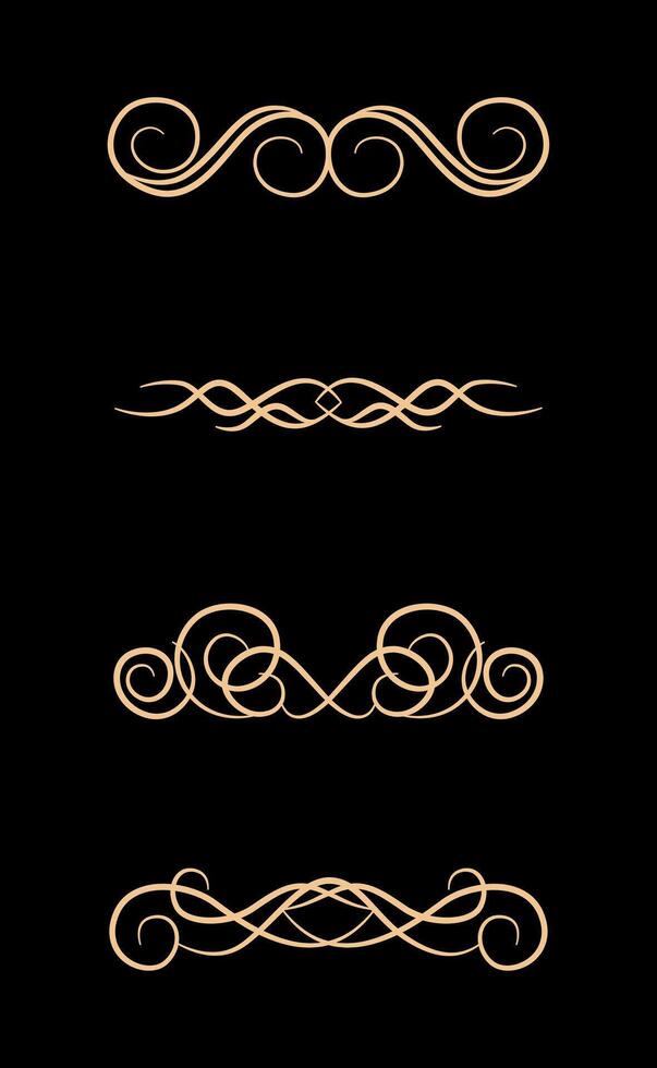 Golden color page Divider And Design Elements. vector