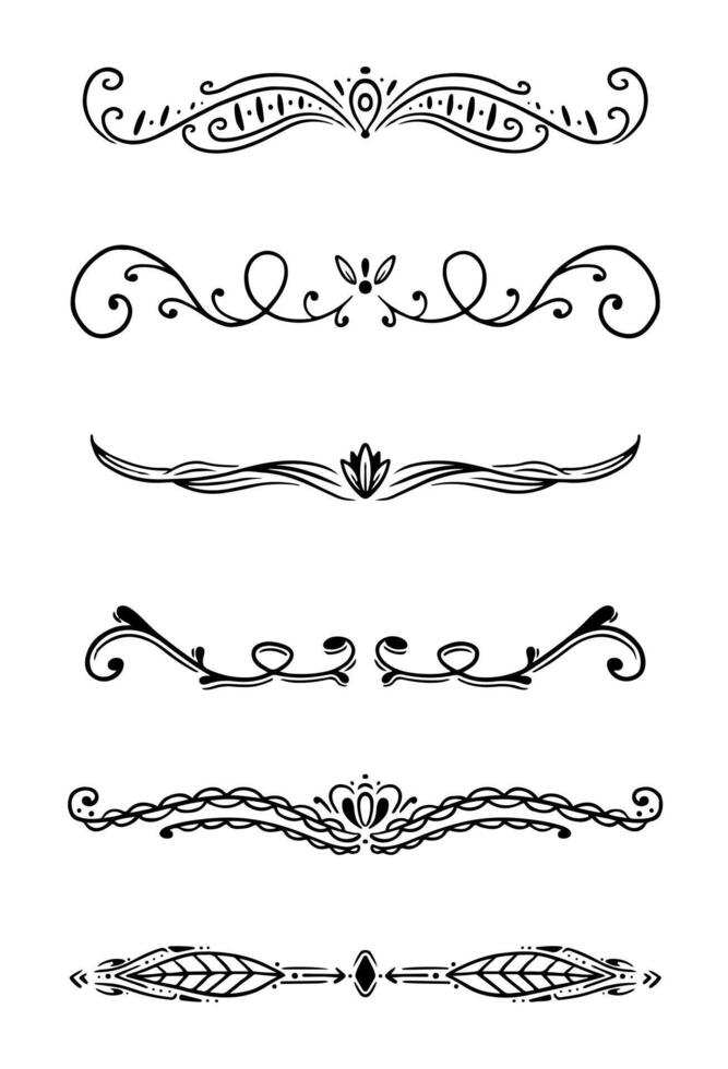Calligraphic design elements . Decorative swirls or scrolls, vintage frames , flourishes and dividers. vector