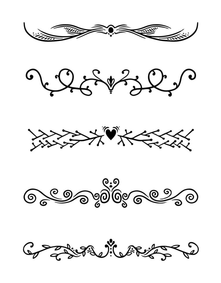 flower ornament text dividers, flourishes and laurel design elements set for decoration. vector