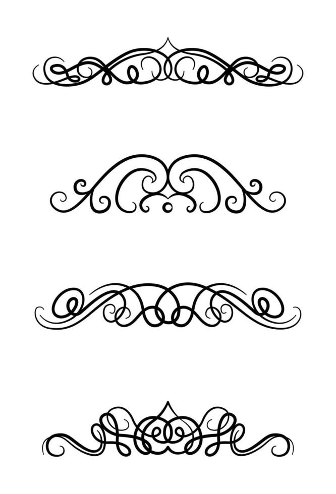 Decorative ornamental dividers. Luxury vintage frames for wedding invitation on black colour vector