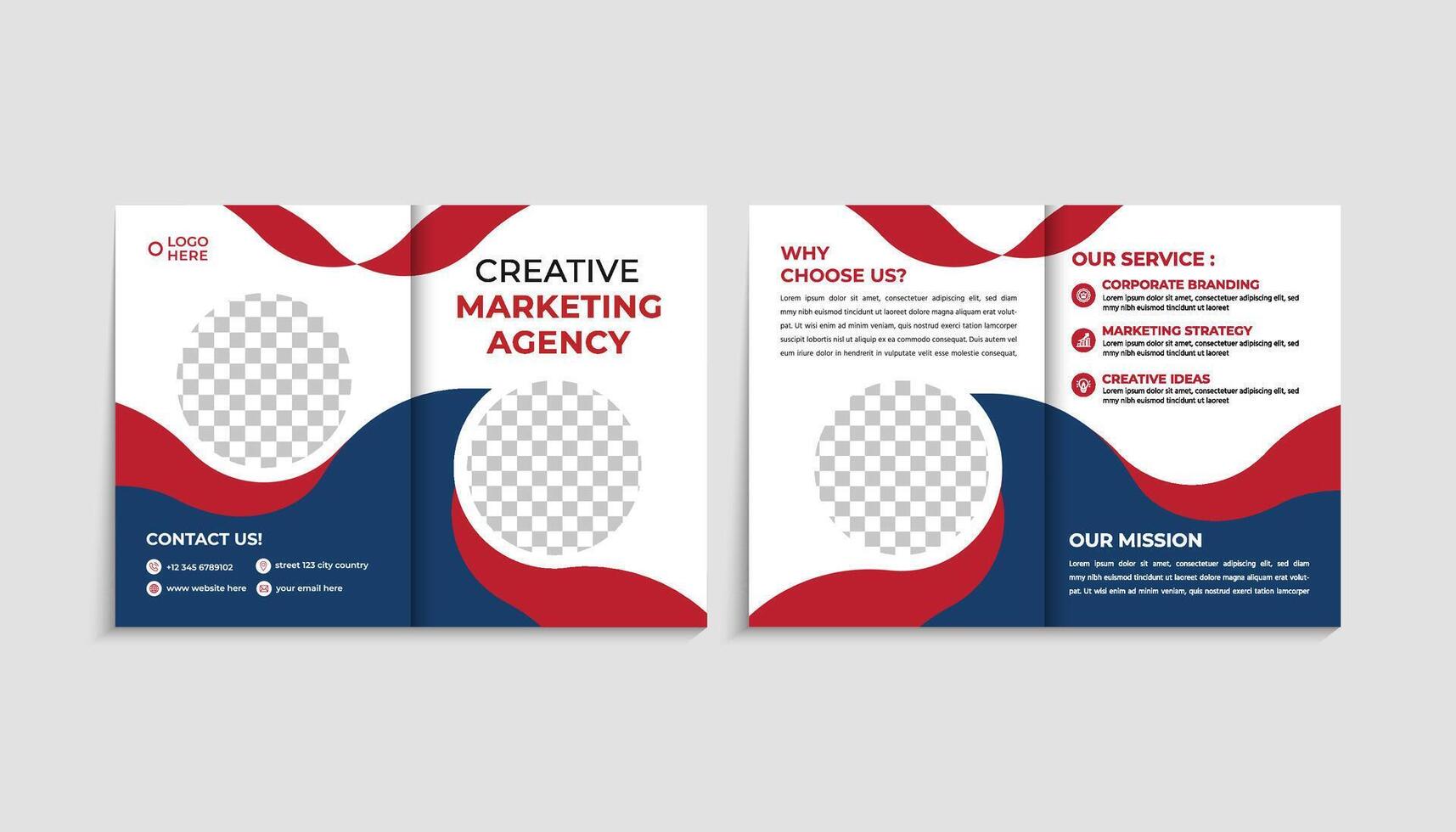 Clean A4 Corporate Bi-Fold Brochure Template with Modern and Minimal Abstract Design vector