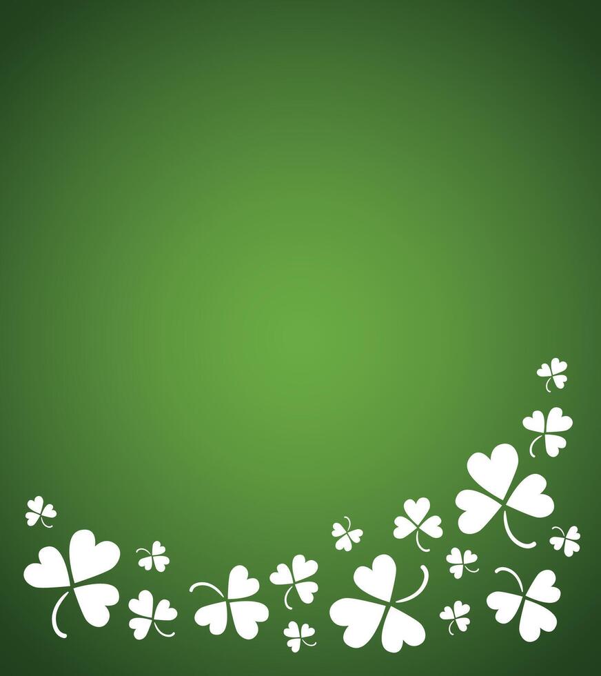 Green background with clover for St. Patrick's day vector