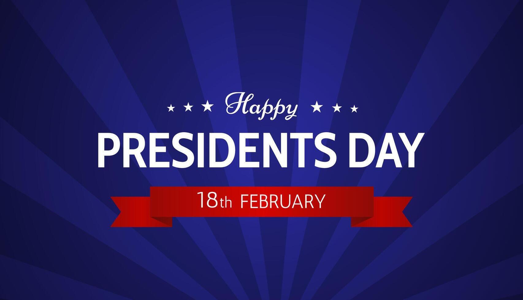 Happy Presidents day banner design with red ribbon and stars on blue background vector