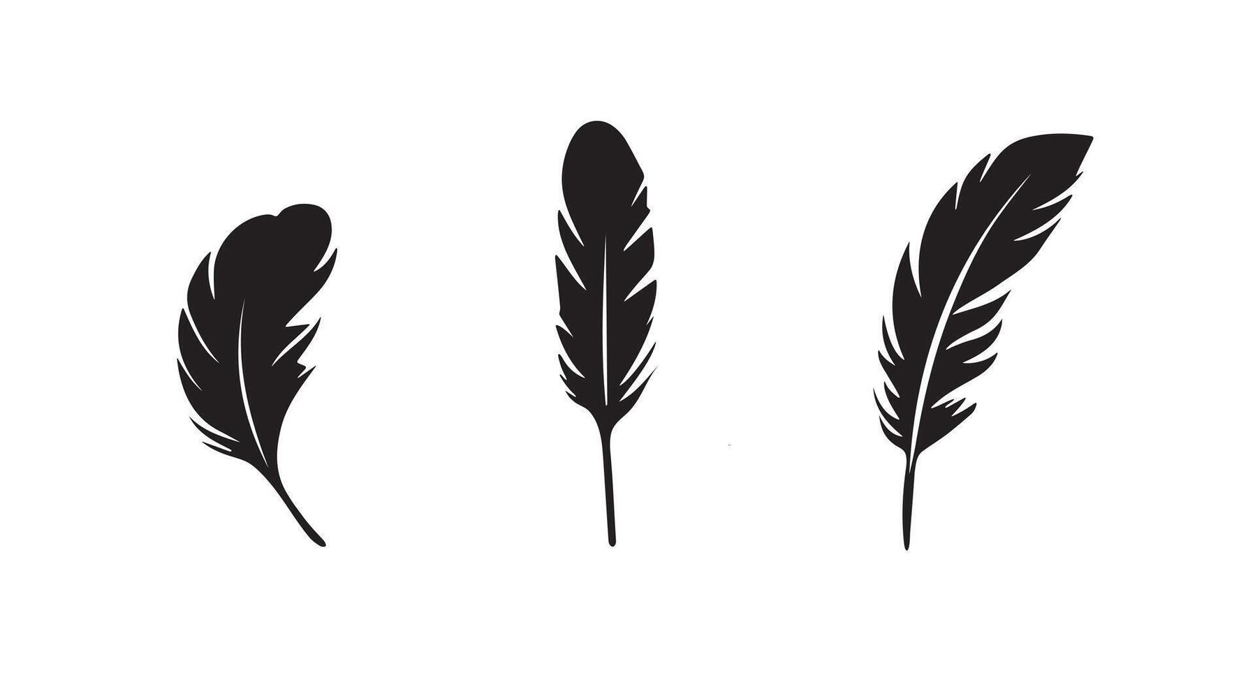 A set of feather icons silhouette on white background vector