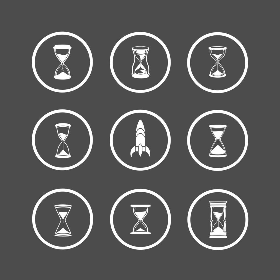 A set of hourglass icons for time management vector