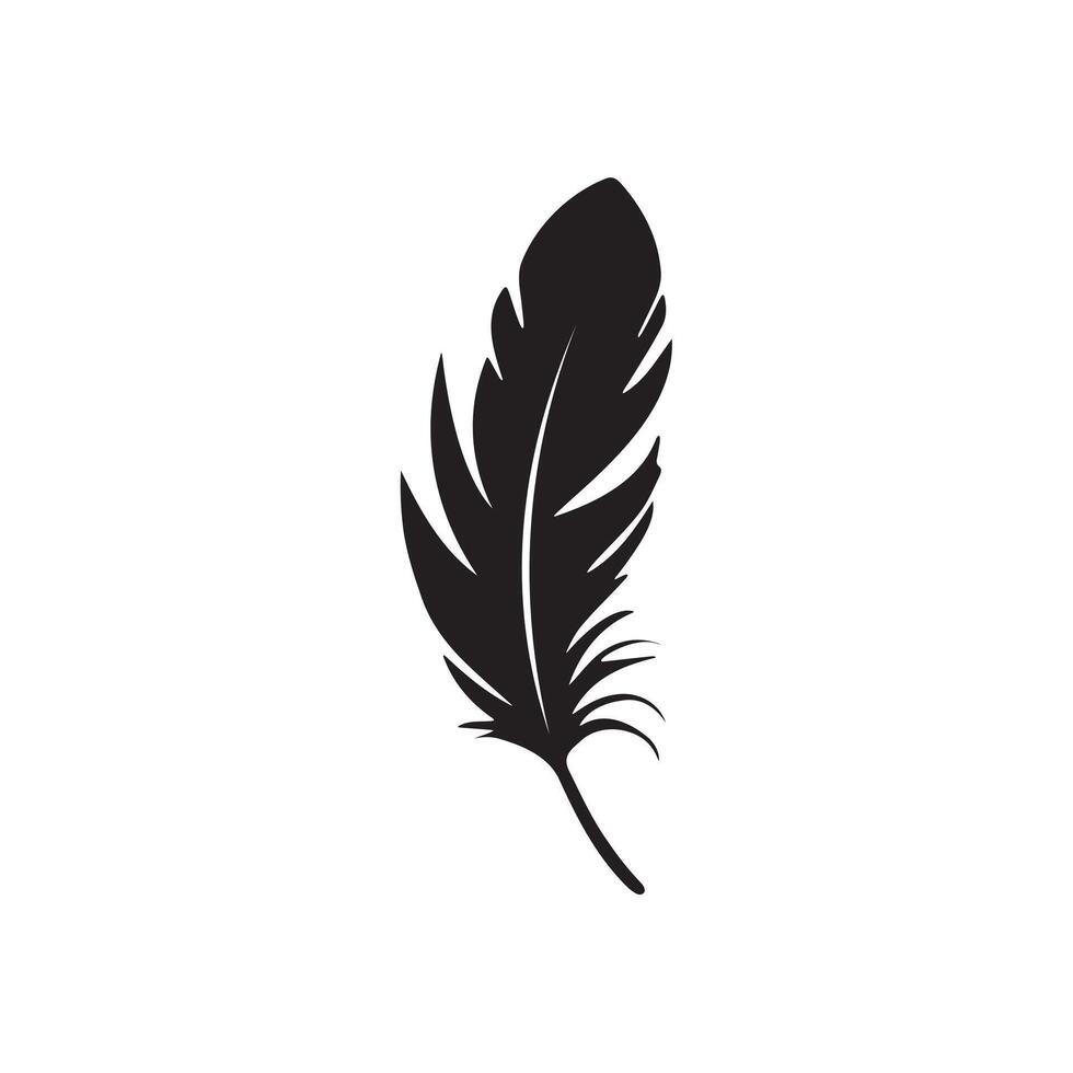 A feather icon silhouette on white background vector