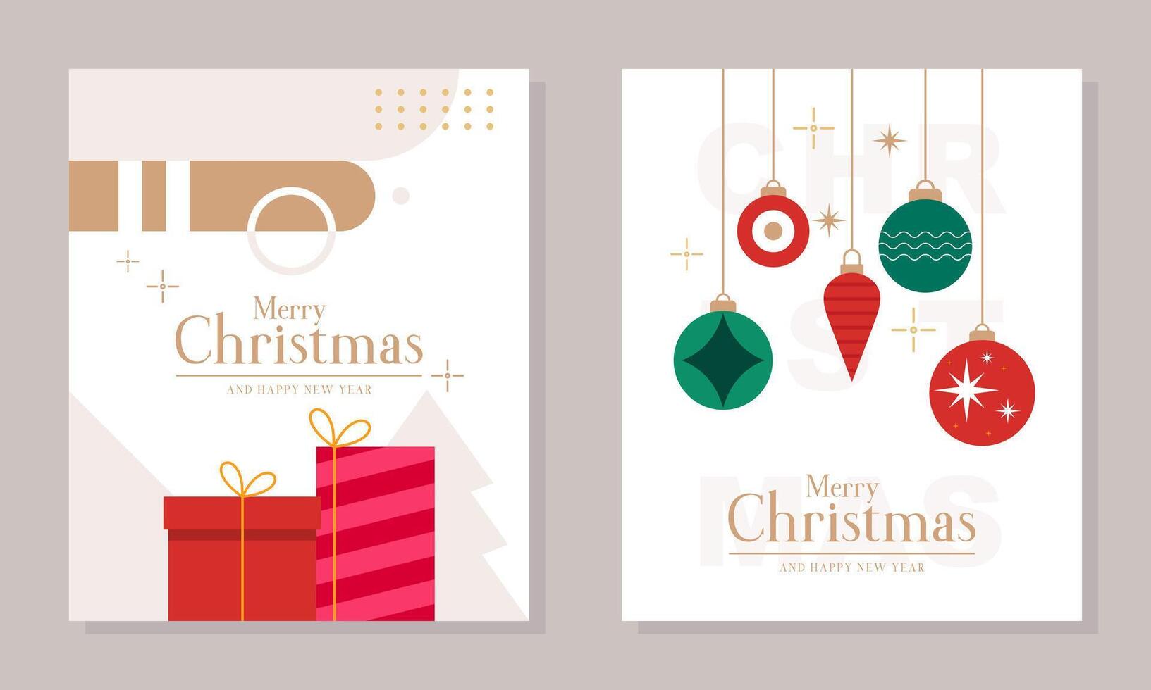 Flat Design Collection of Christmas and Happy New Year Cards. Design Template for Invitation, Social Media, Poster, and Greeting Cards vector