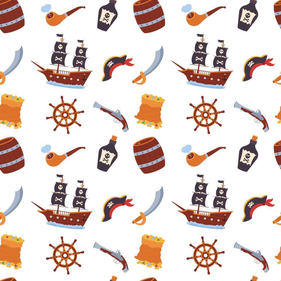 Pirate pattern. Seamless pattern with pirate elements. Pirate concept. vector