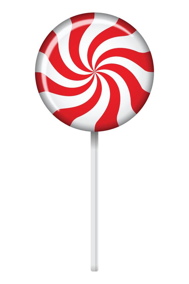 Striped lollipop on stick. Striped twisted candy. Illustration for new years day, winter holiday, dessert, new years event. illustration vector