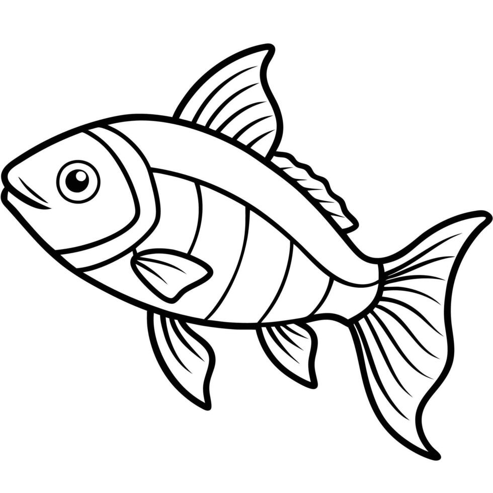 Relaxing Fish Icon Coloring Book for Kids and Adults vector