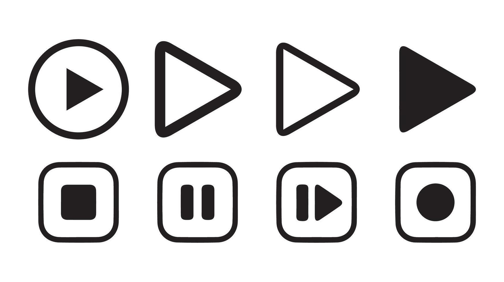 Media player button icons set.Play pause stop button icon collection. vector