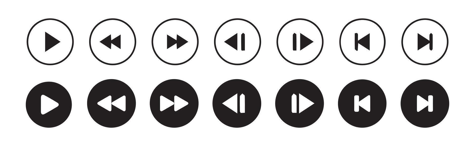 Set of media player isolated element.Play and pause buttons,Arrows,illustration eps 10 vector