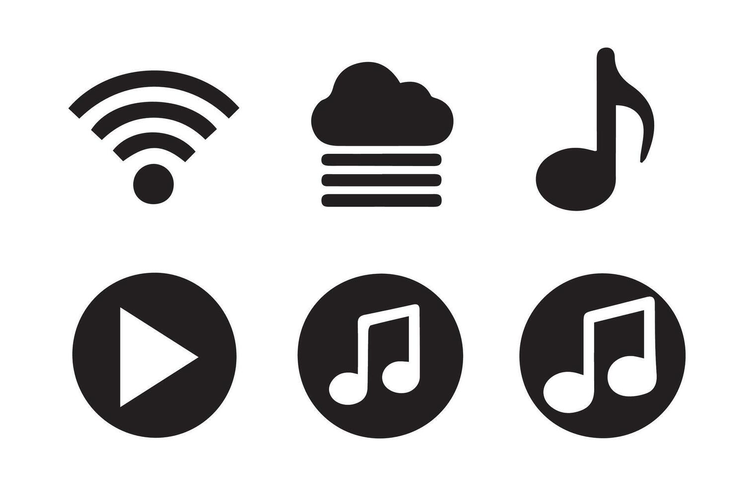 Media player interface symbols - play, pause, volume, settings, stop. player icons. Audio player.Illustration eps 10 vector